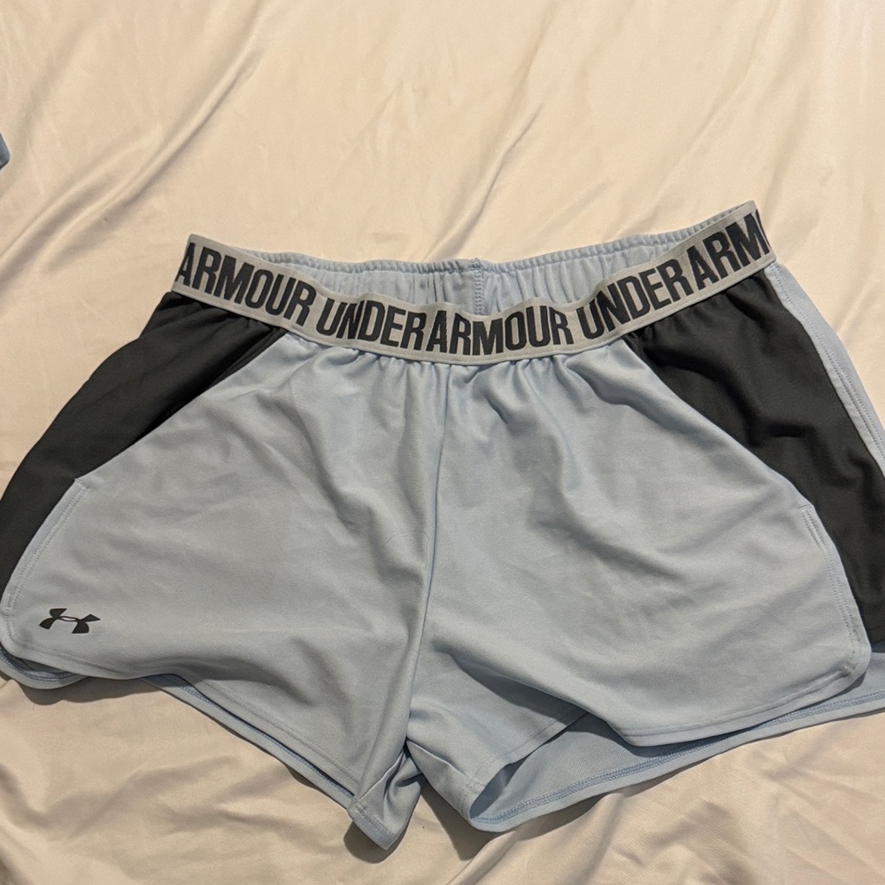 Under Armour Women's Light Blue and Black Athletic Shorts